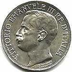 () Монета Италия 1911 год 5  ""   Биметалл (Серебро - Ниобиум)  UNC