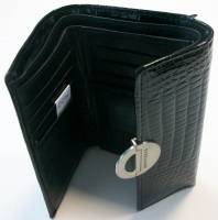 Кошелёк женский "Fuerdanni", Натуральная лаковая кожа, 1 отделение на клепке с отсеками, Черное