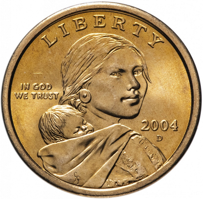 (2004d) Монета США 2004 год 1 доллар &quot;Орёл&quot;  Сакагавея Латунь  UNC