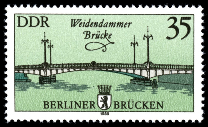 (1985-062) Марка Германия (ГДР) &quot;Мост Вайдендаммера&quot;    Мосты, Берлин II Θ