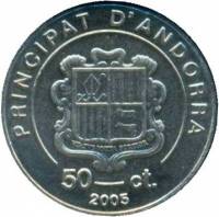 (№2005km241) Монета Андорра 2005 год 50 Cegrave;ntims (Папа Иоанн-Павел II)