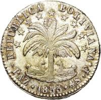 (№1853km125) Монета Боливия 1853 год 4 Soles (Ла-Пас)