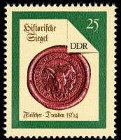 (1988-022) Марка Германия (ГДР) "Флейшер, Дрезден"    Исторические печати II Θ
