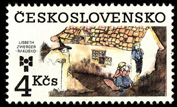 (1983-030) Марка Чехословакия &quot;Дети у дома&quot;    Выставка книжных иллюстраций для детей, Братислава II