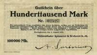 (№1923) Банкнота Германия 1923 год "100,000 Mark"