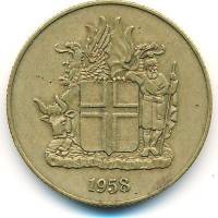 (№1958km13a) Монета Исландия 1958 год 2 Kronur (Герб)