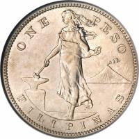 (1908s) Монета Филиппины 1908 год 250 песо   Серебро Ag 900  UNC