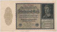 1922 малый тип Банкнота Германия 10 000 марок Дюрер Мужской портрет 1-й выпуск  UNC