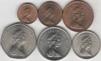 1967-1975 6 монет 1/2 1 2 5 10 50 пенсов Набор Остров Джерси Елизавета II    UNC