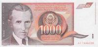 (1990) Банкнота Югославия 1990 год 1 000 динар "Никола Тесла"   UNC