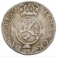 (№1670km95) Монета Норвегия 1670 год 2 Mark (Кристиан V)