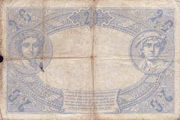 (№1874P-61a.1) Банкнота Франция 1874 год &quot;20 Francs&quot; (Подписи: A)