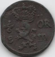 (1672) Монета Швеция 1672 год 1/6 эре   Медь  VF