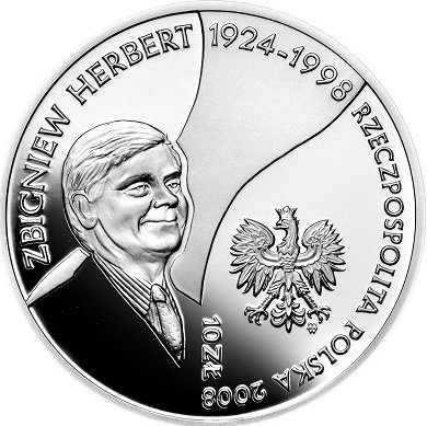 2008 Монета Польша 2008 год 10 злотых Збигнев Херберт  Серебро Ag 925  PROOF