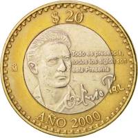 () Монета Мексика 2000 год 20  ""   Биметалл  AU