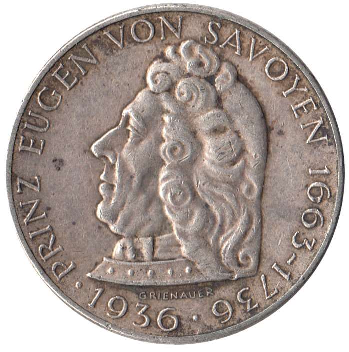 (,) Монета Австрия 1936 год 2 шиллинга   Серебро Ag 640  UNC