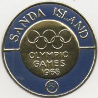 (1968-год) Марка Великобритания (Санда) "6d"  Позолота  XIX Летняя Олимпиада Мексика 1968 III O