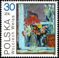 (1989-048) Марка Польша "Войцех Вайс"    Цветы: картины в Национальном музее III Θ