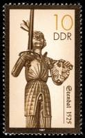 (1987-001) Марка Германия (ГДР) "Стендаль (1525)"    Статуи Роланда II Θ