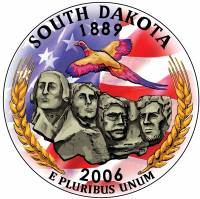 (040p) Монета США 2006 год 25 центов "Южная Дакота"  Вариант №2 Медь-Никель  COLOR. Цветная