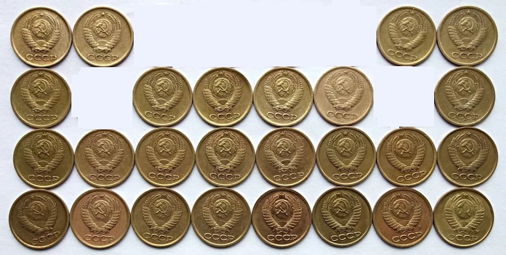 1961-1991, 1 копейка, 26 монет Набор монет СССР 61 62 67-69 71-74 76-90 91л, 91м    VF
