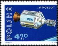 (1975-035) Марка Польша "Аполлон"    Совместный экспериментальный полет советского и американского к
