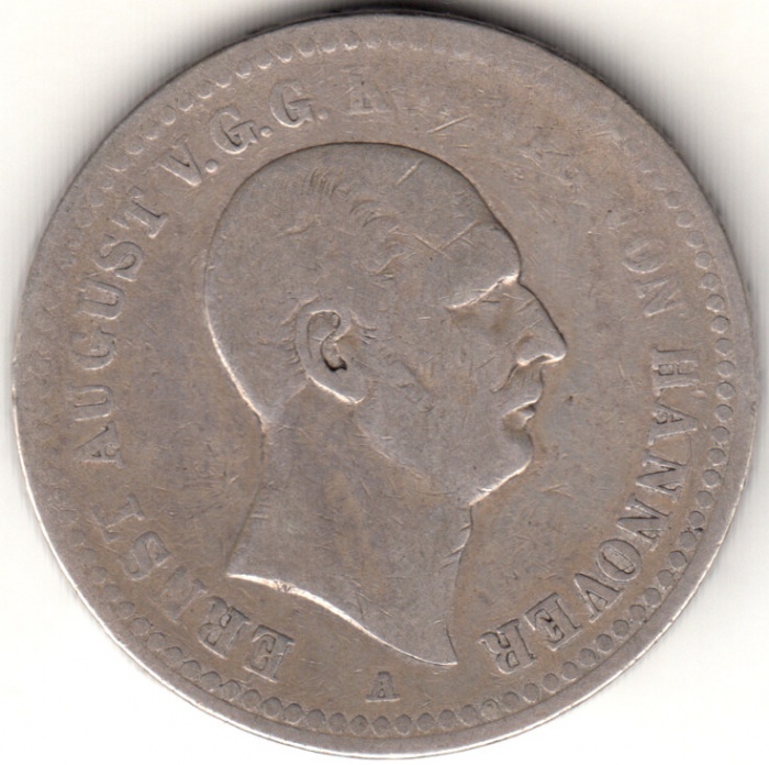 1840A Монета Германия (Ганновер) 1840 год 1 талер Эрнст Август V  Серебро Ag 900  VF