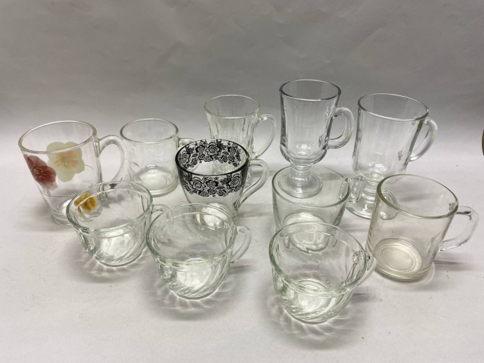 Кружки прозрачные стекло 11 шт