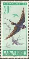 (1966-031) Марка Венгрия "Деревенская Ласточка "    100 лет Национальному лесному союзу. Защита птиц