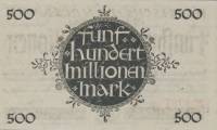 (№1923) Банкнота Германия 1923 год "500,000,000 Mark"