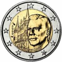 (004) Монета Люксембург 2007 год 2 евро "Дворец Великих герцогов"  Биметалл  UNC
