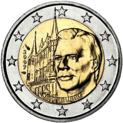 (004) Монета Люксембург 2007 год 2 евро &quot;Дворец Великих герцогов&quot;  Биметалл  UNC