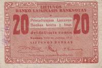 (№1922P-3a) Банкнота Литва 1922 год "20 Centu"