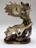 Часы настольные кварцевые волки рог лося полистоун