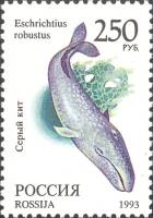 1993-074a Марка Россия Кит синего цвета  Фауна III O