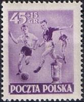 (1952-031) Марка Польша "Футбол"   День спорта II Θ