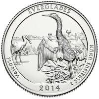 025p Монета США 2014 год 25 центов Эверглейдс  Медь-Никель  UNC