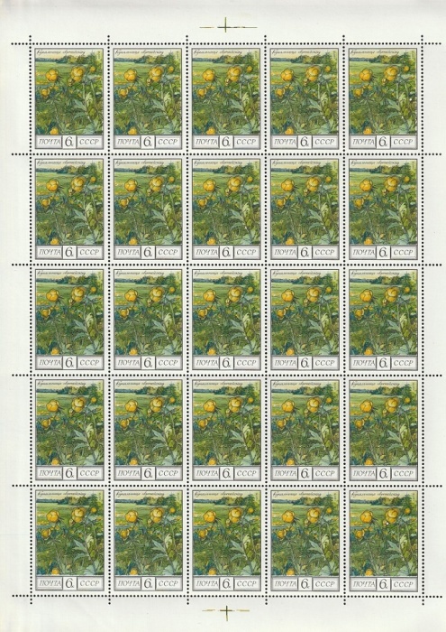 1975-107  Лист (25 м 5х5) СССР Ветреница лютичная  Флора III O