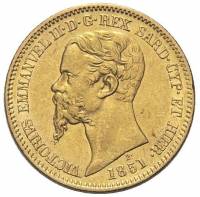 (№1850km146.2) Монета Италия 1850 год 20 Lire (Витторио Эмануэле II)