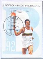 (№123) Блок марок Куба 1991 год "Факелоносец", Гашеный