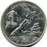 (1969) Монета Новая Зеландия 1969 год 1 доллар "Джеймс Кук 200 лет путешествию"  Медь-Никель  UNC