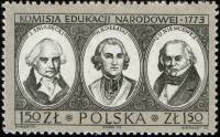(1973-050) Марка Польша "Я. Сниадецкий, Г. Коллатай, Ю. Немцевич"    200 лет Национальной комисси по