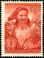 (1952-064) Марка Венгрия "Крестьянка"    Венгерский мирный конгресс III Θ