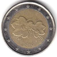 (2010) Монета Финляндия 2010 год 2 евро  3-й тип образца 2008, буквы FI, знак МД у канта Биметалл  U