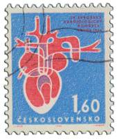 (1964-036) Марка Чехословакия "Человеческое сердце"    4-й Кардиологический конгресс, Прага III Θ