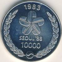 (№1983km37) Монета Корея Южная 1983 год 10,000 Won (Олимпиада - павильон Дворца Kyongbok)