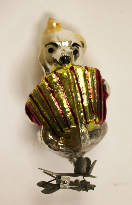 Игрушка ёлочная &quot;Медведь с баяном&quot;, на прищепке, СССР (состояние на фото)