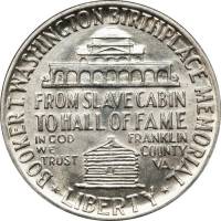 (1951) Монета США 1951 год 50 центов   Мемориал Букера Т. Вашингтона Серебро Ag 900  UNC