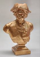 Бюст Петр Первый выcота 34 см гипс покрыт краской светло бронзового цвета