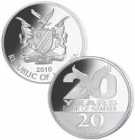 () Монета Намибия 2010 год 20  ""   Биметалл (Серебро - Ниобиум)  UNC